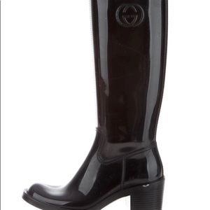 Gucci GG Black Rubber knee high boots